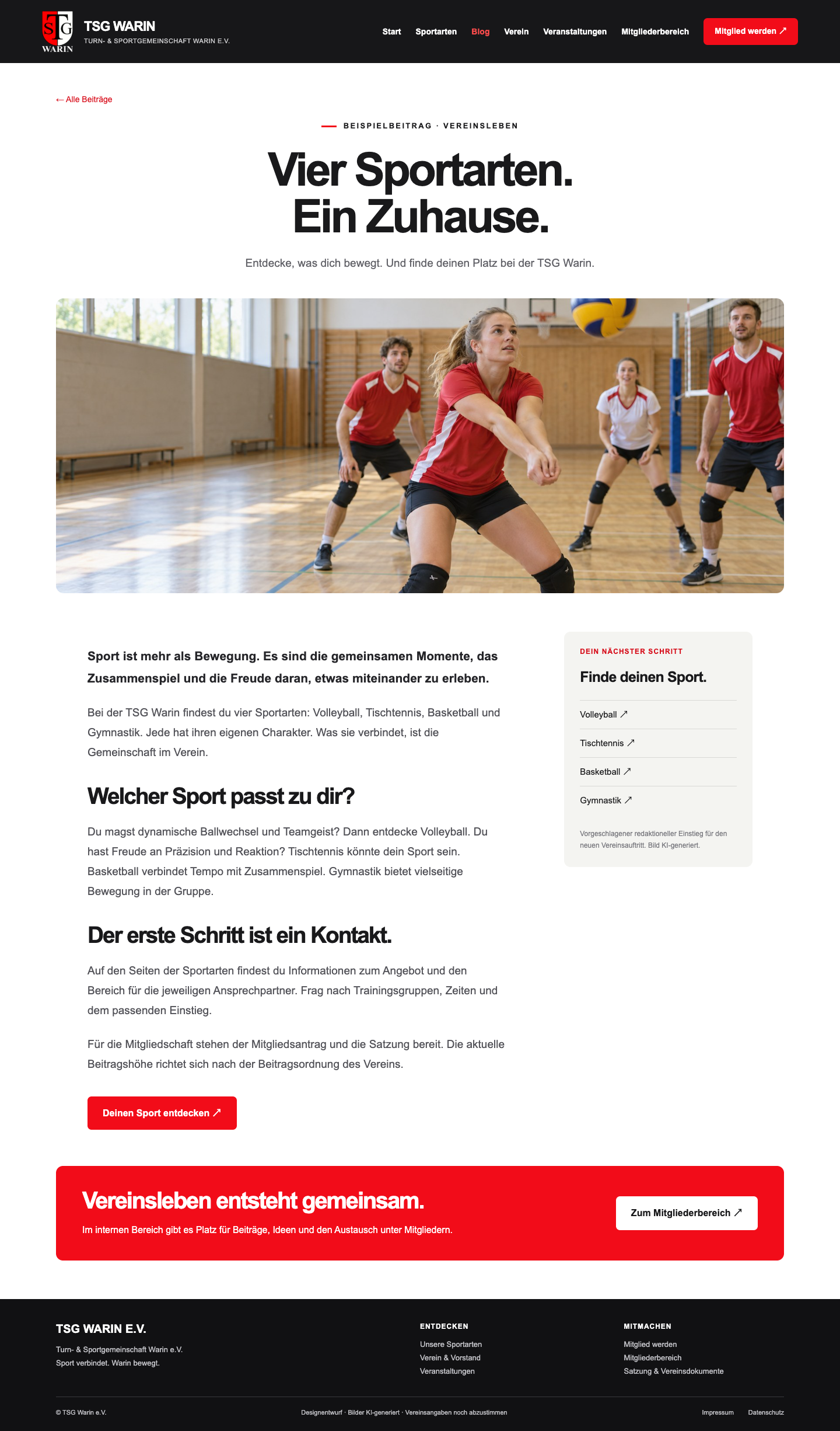 Seitenentwurf Blogartikel