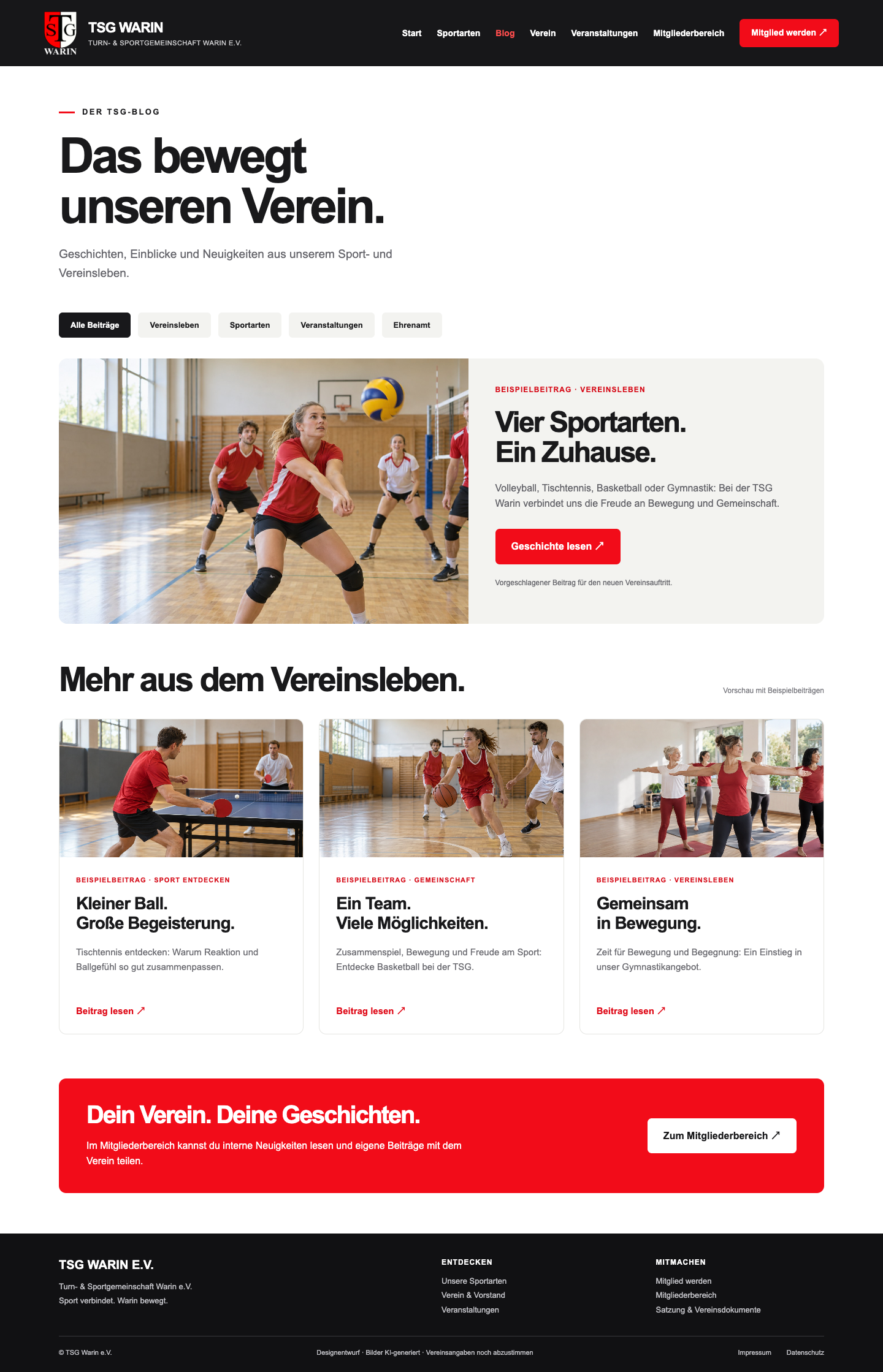 Seitenentwurf Blog