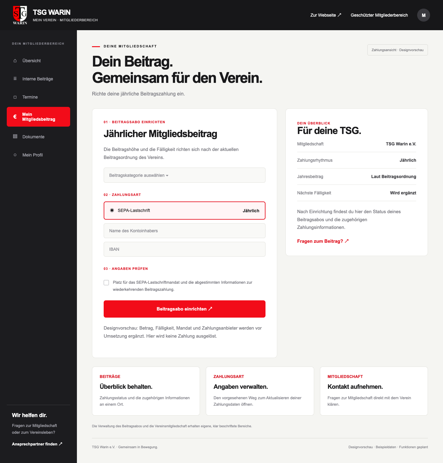 Seitenentwurf Mitgliedsbeitrag