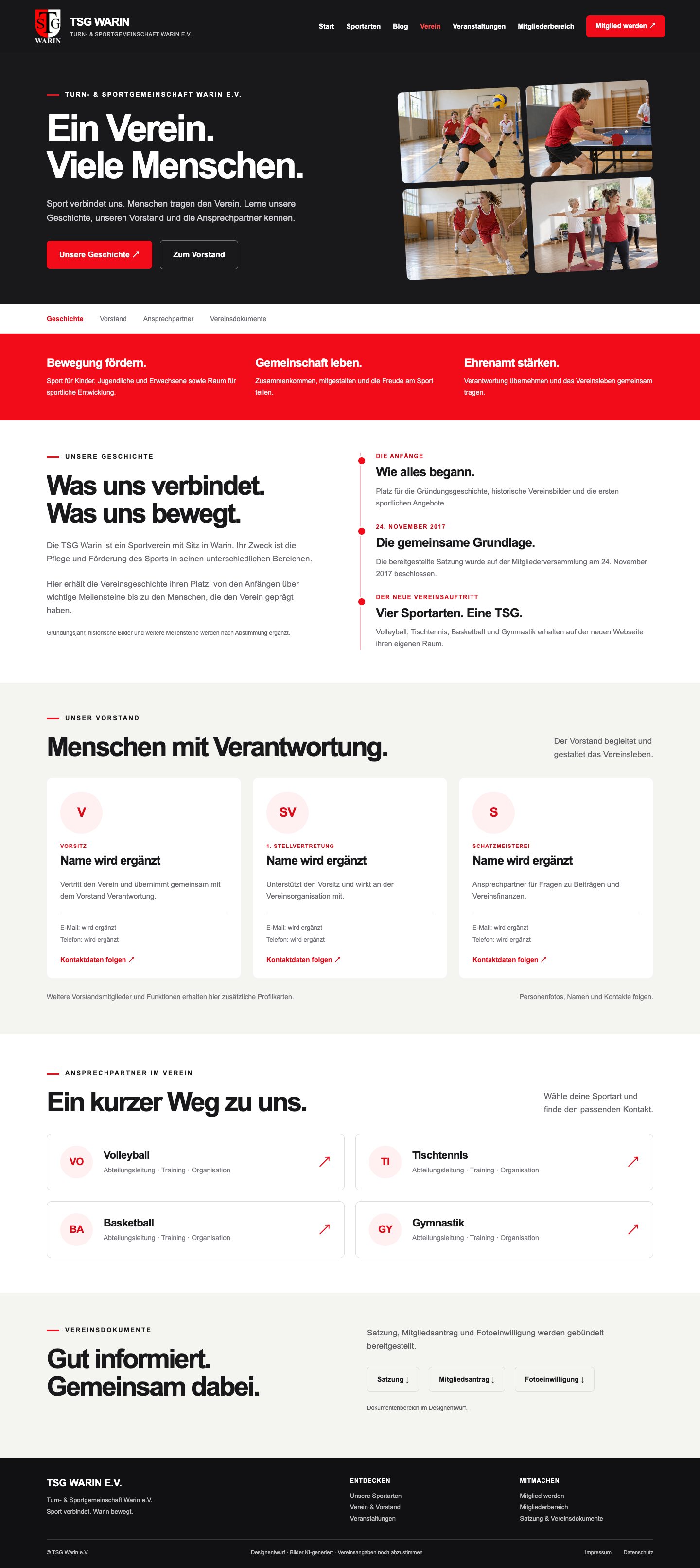 Seitenentwurf Verein